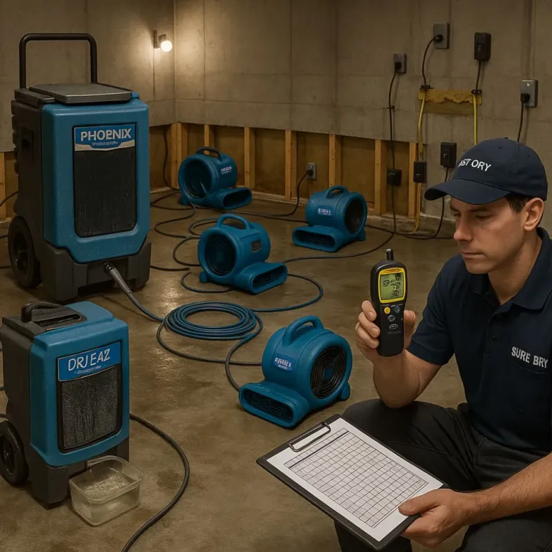 Structural Drying and Dehumidification process in South San Gabriel, CA